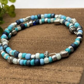 Ocean Blues Seed Bead Boho bracelet