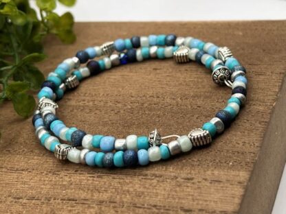 Ocean Blues Seed Bead Boho bracelet
