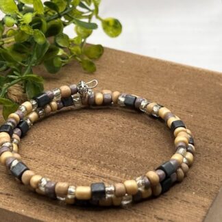 Brown & Oatmeal Seed Bead Boho bracelet