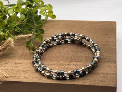 Copper & Slate Seed Bead Boho Bracelet