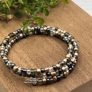 Gray Slate Seed Bead Boho Bracelet