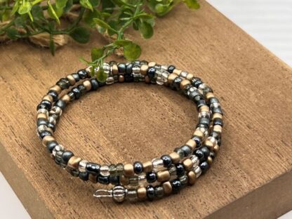 Gray Slate Seed Bead Boho Bracelet