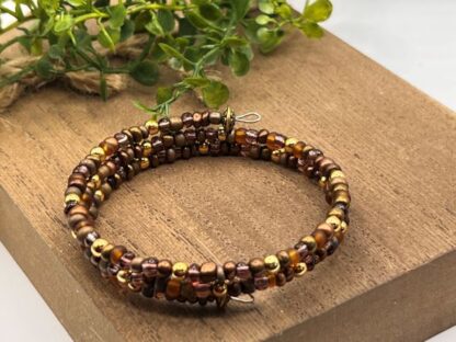 Mahogany & Gold Seed Bead Boho Bracelet