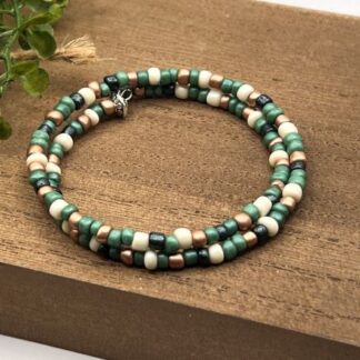 Green & Copper Seed Bead Boho bracelet