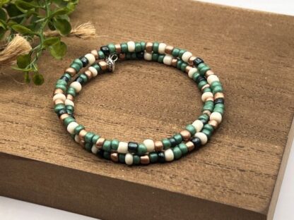 Green & Copper Seed Bead Boho bracelet