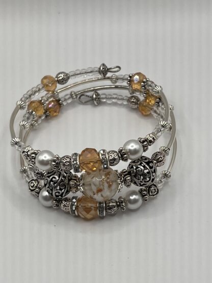 Champagne 3Coil Beaded Bold Bracelet