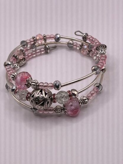 Pink 3Coil Beaded Bold Bracelet