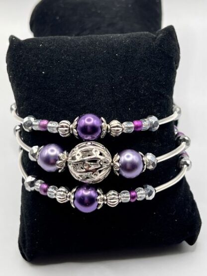 Purple 3Coil Beaded Bold Bracelet