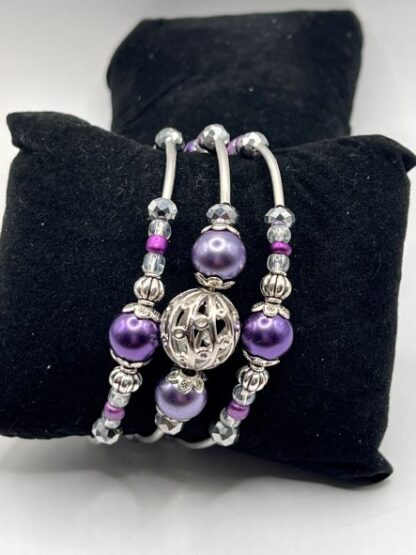 Purple 3Coil Beaded Bold Bracelet