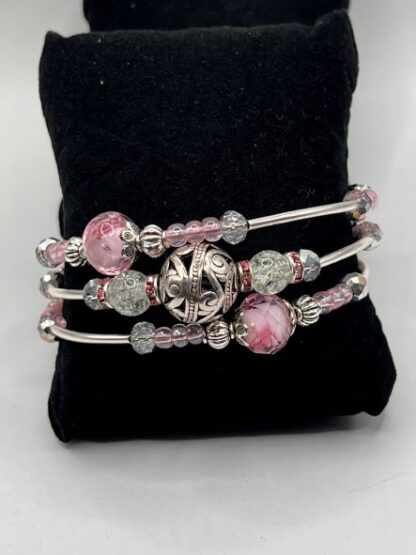 Pink 3Coil Beaded Bold Bracelet