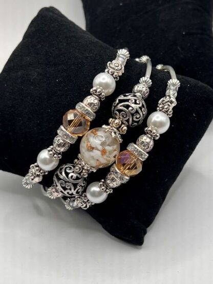 Champagne 3Coil Beaded Bold Bracelet