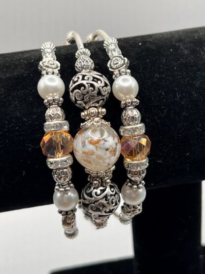 Champagne 3Coil Beaded Bold Bracelet