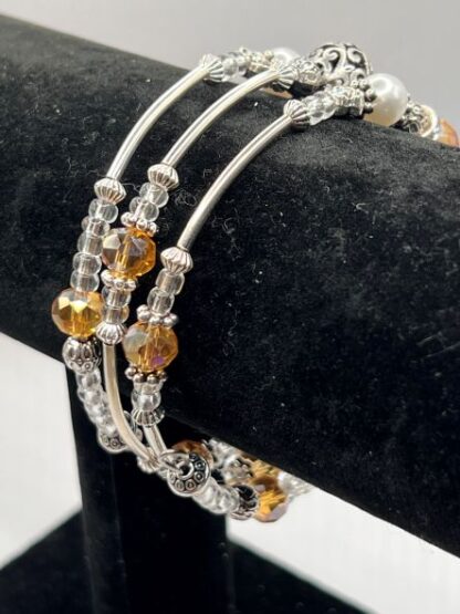 Champagne 3Coil Beaded Bold Bracelet