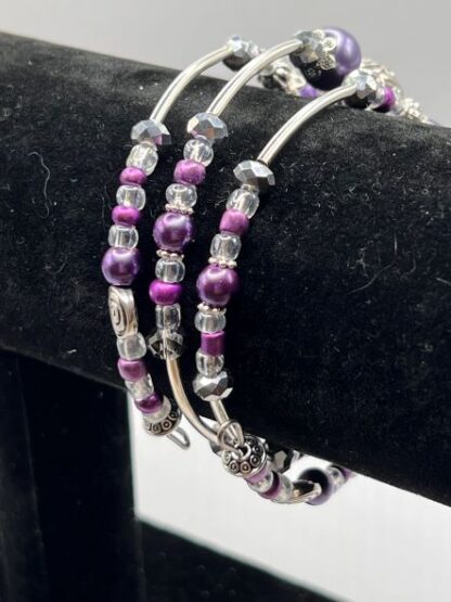 Purple 3Coil Beaded Bold Bracelet