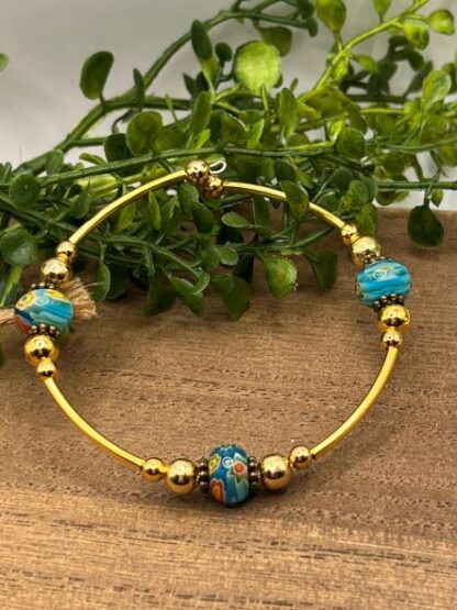 Teal & Gold Bangle Bracelet