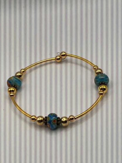 Teal & Gold Bangle Bracelet