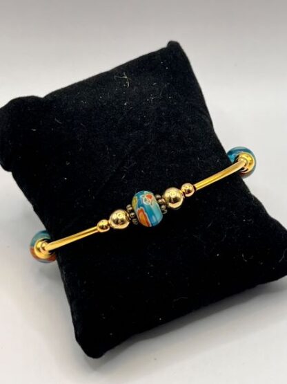 Teal & Gold Bangle Bracelet