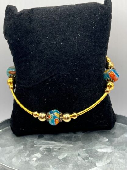Teal & Gold Bangle Bracelet
