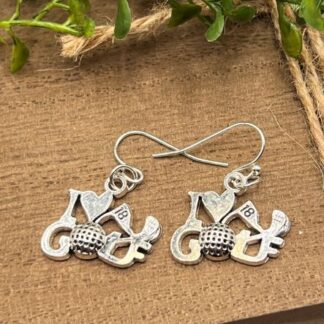 Silver I Love Golf Earrings