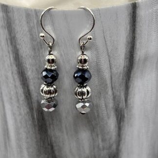 Blue & Silver Boho Beaded Earrings