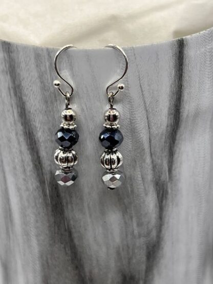 Blue & Silver Boho Beaded Earrings