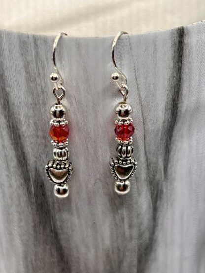Red, with heart, silver