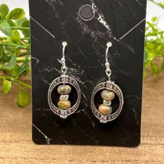 Rustic Boho and Silver Beaded Earrings