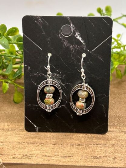 Rustic Boho and Silver Beaded Earrings