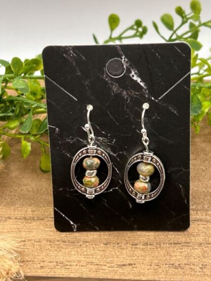 Rustic Boho and Silver Beaded Earrings