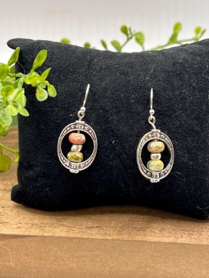 Rustic Boho and Silver Beaded Earrings