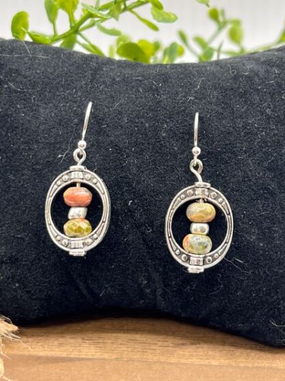 Rustic Boho and Silver Beaded Earrings